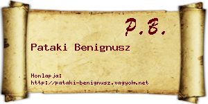 Pataki Benignusz névjegykártya